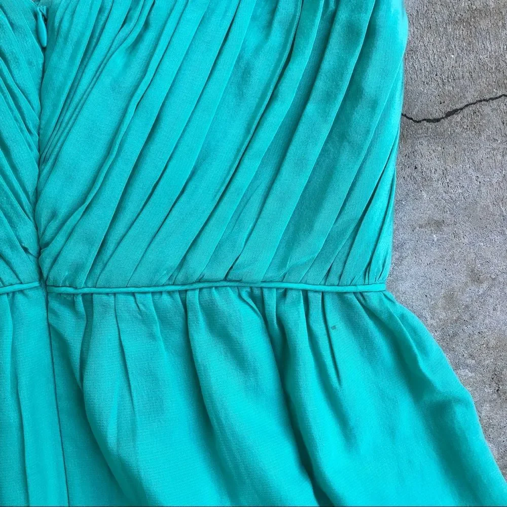 Shoshanna mint green silk mini dress sheath pleated sweetheart 2